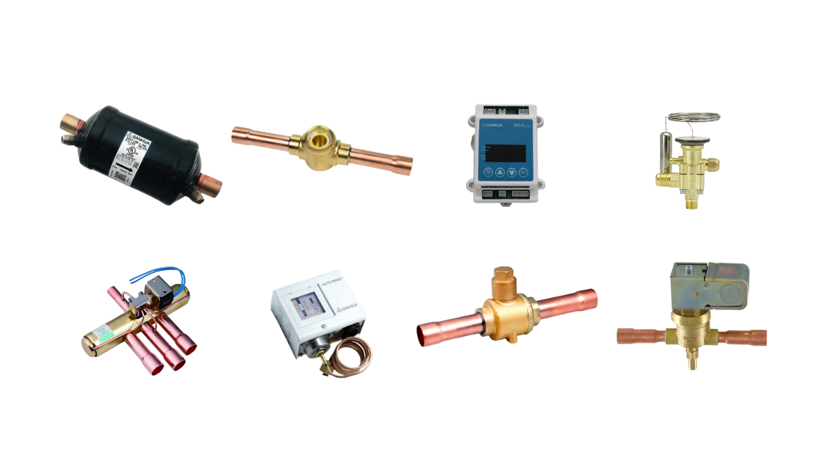 Refrigeration spare parts — solenoids, filter-driers, EEVs, and controls